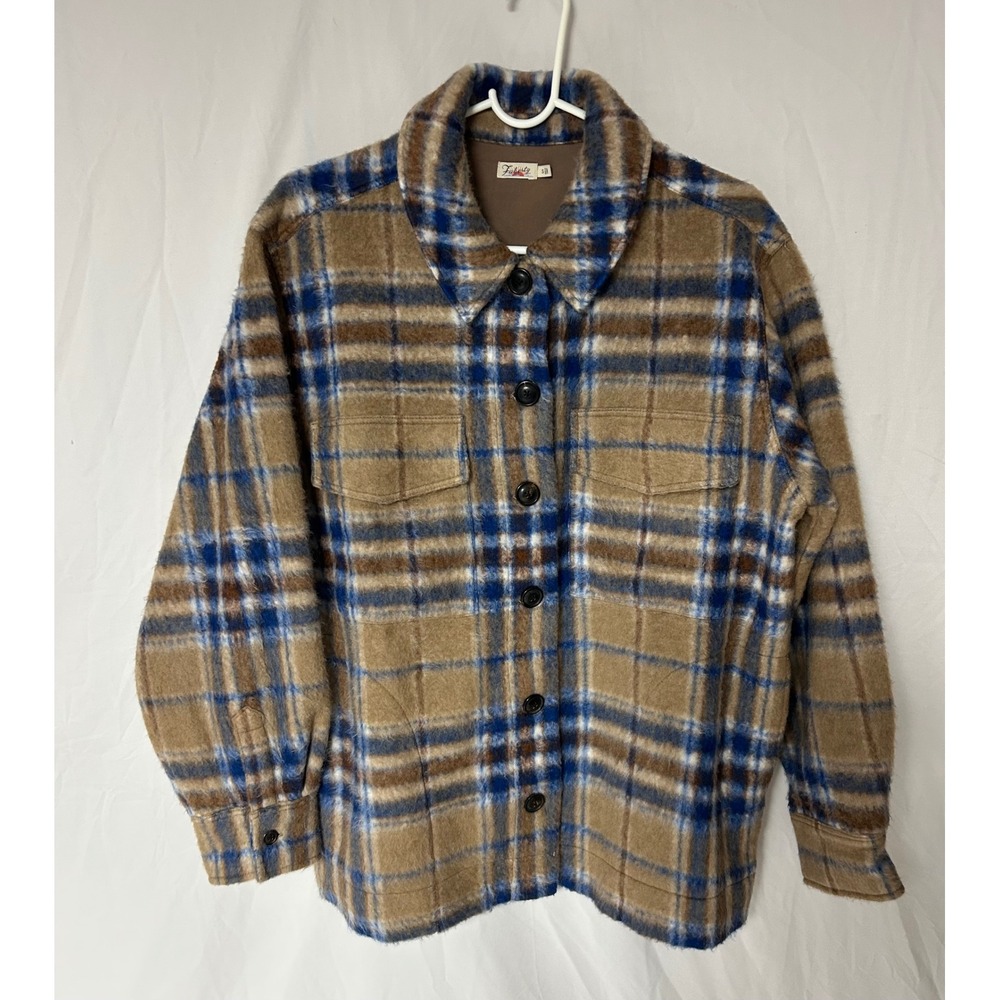 Faherty Brand Women's Cotswold Jacket Shacket Wool Blend Rocky Mountain Plaid S